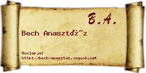 Bech Anasztáz névjegykártya